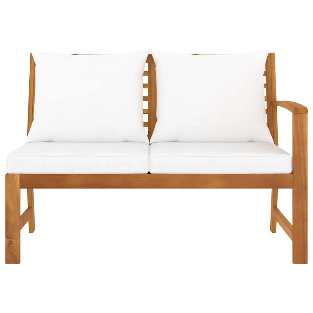 Outdoor Garden Bench Acacia Wood 114.5cm Brown with Cream Cushions for Patio Seating