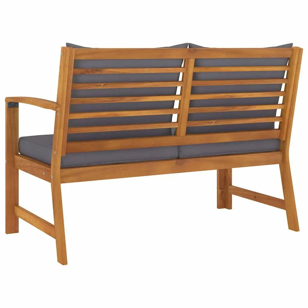 Outdoor Garden Bench Solid Acacia Wood Brown 114.5cm with Cushions