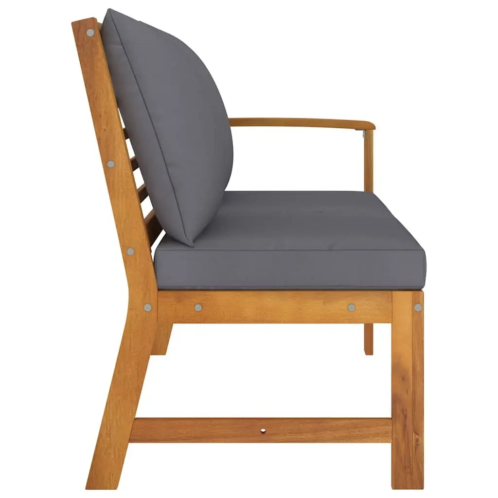 Outdoor Garden Bench Solid Acacia Wood Brown 114.5cm with Cushions