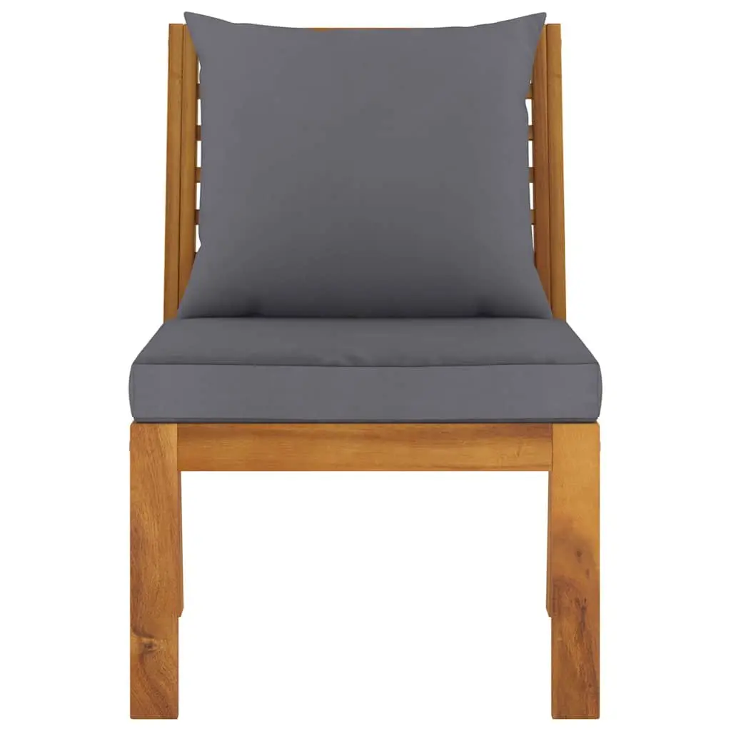 Sectional Middle Sofa Solid Acacia Wood Brown Outdoor Indoor Lounge Cushion