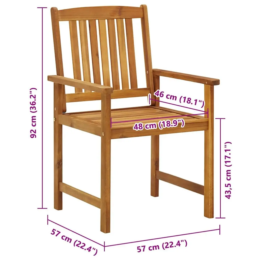 Outdoor Chairs Set 4 Pieces Brown Durable Solid Acacia Wood Weather Resistant Patio Furniture