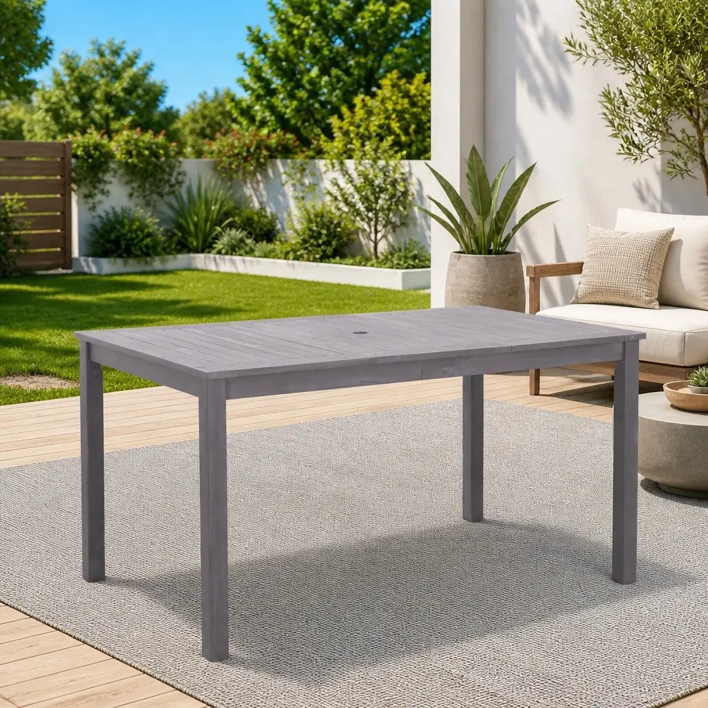 Outdoor Dining Table Grey Wash Solid Acacia Wood 140x80x74cm Durable Garden Furniture