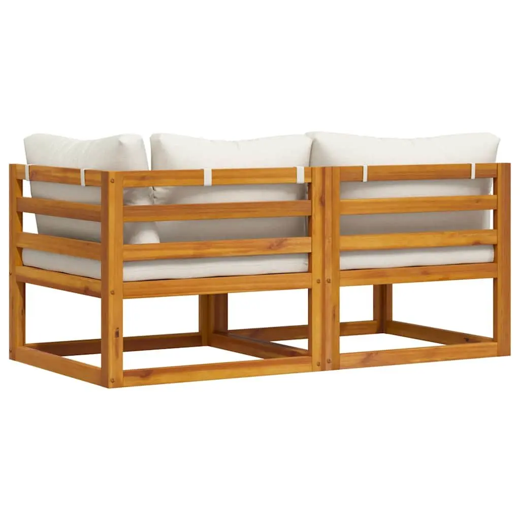 Outdoor Sofa Set Solid Acacia Wood 2 Piece White Modular Corner Middle Garden Lounge