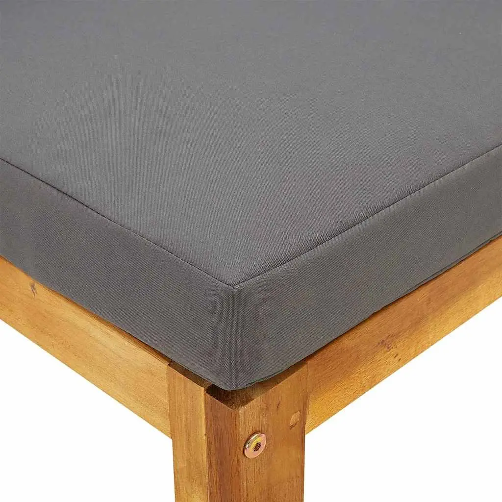 Outdoor Sectional Middle Sofa Module Garden Furniture Acacia Wood Grey Cushion