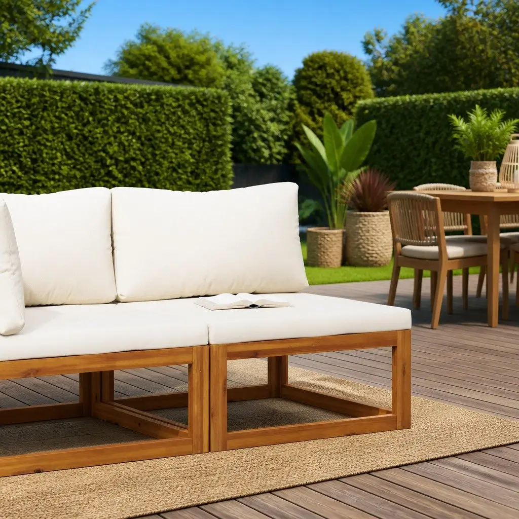 Outdoor Sectional Middle Sofa with Padded Cushions Garden Modular Seating Unit