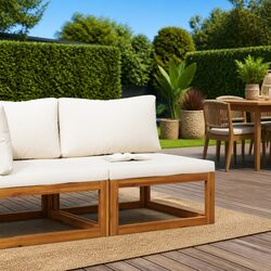 Outdoor Sectional Middle Sofa with Padded Cushions Garden Modular Seating Unit