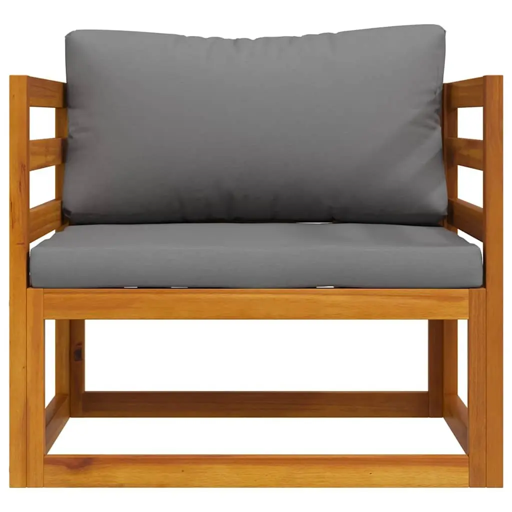 Outdoor Garden Chair Solid Acacia Wood Grey Cushions