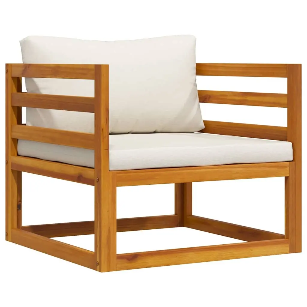 Garden Chair Solid Acacia Wood Frame Cream Cushion Outdoor Patio Seating
