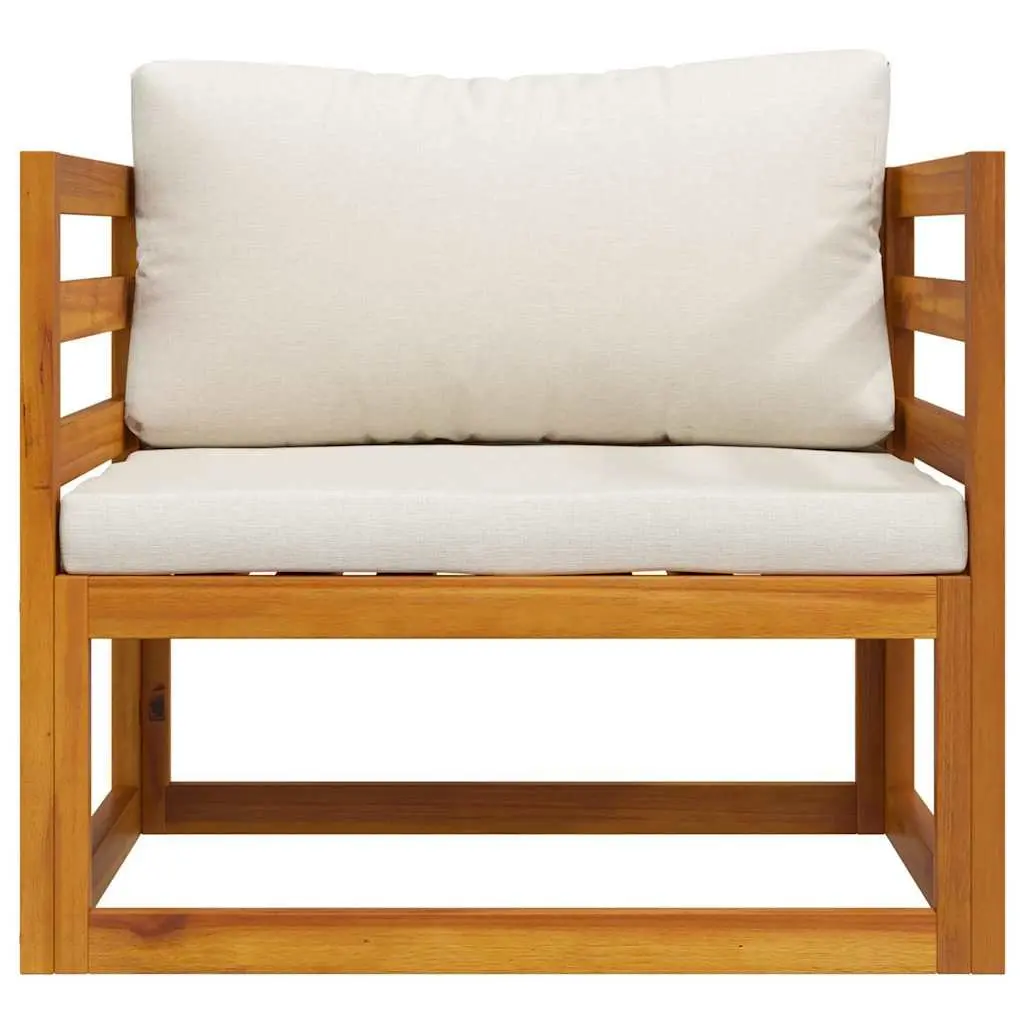 Garden Chair Solid Acacia Wood Frame Cream Cushion Outdoor Patio Seating