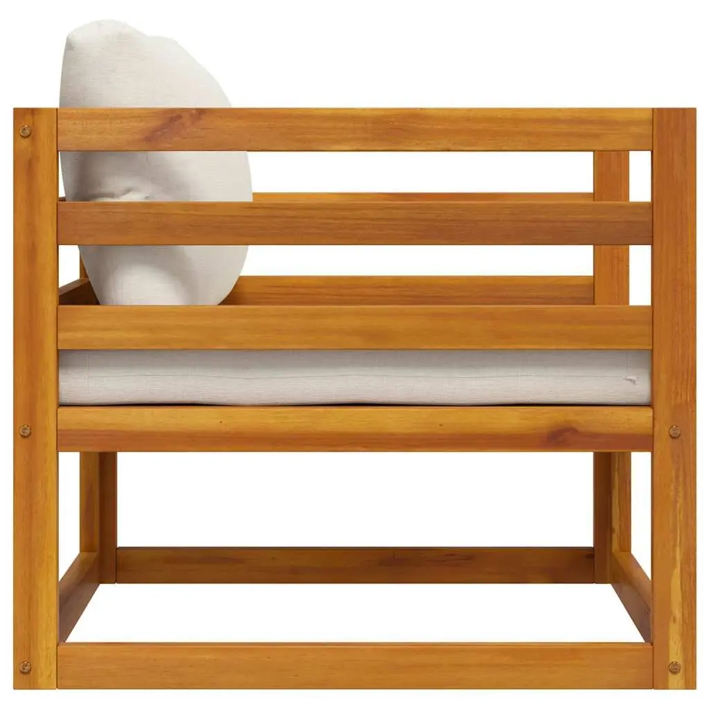 Garden Chair Solid Acacia Wood Frame Cream Cushion Outdoor Patio Seating