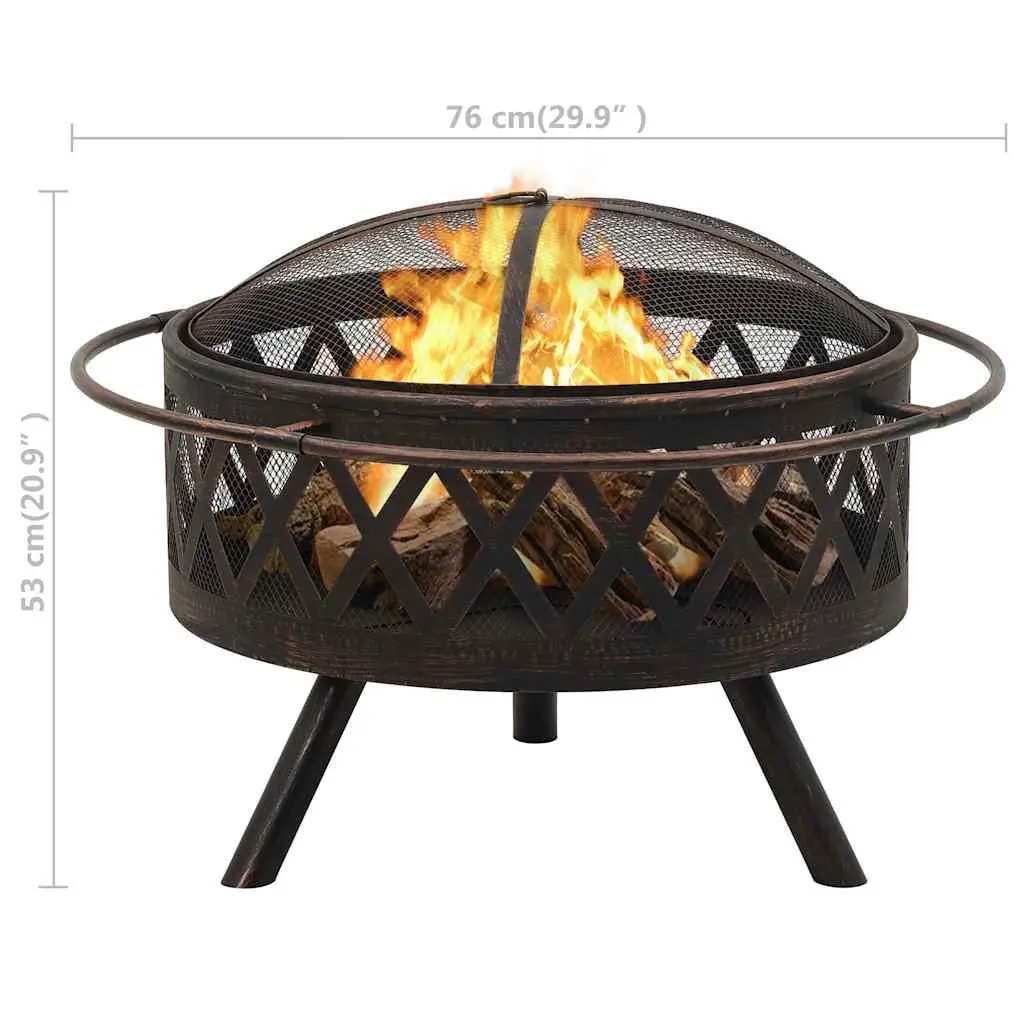 Fire Pit Steel Bowl XXL 76cm Rustic Black