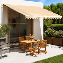 Practical Yellow White Awning Cover for Your Garden 4x3.5 m