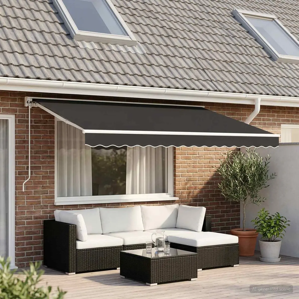Awning Replacement Fabric Polyester 5x3.5m Anthracite Patio Garden Sunshade Cover