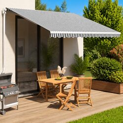 Awning Replacement Fabric Anthracite White 4x3.5m Polyester Patio Sunshade