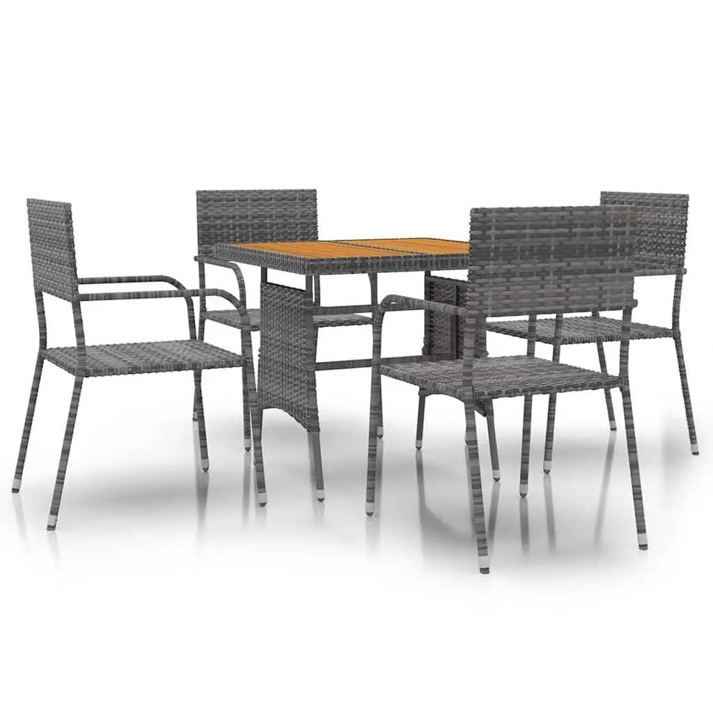 Outdoor Dining Set 5 Piece Patio Garden Furniture Table Chairs Grey