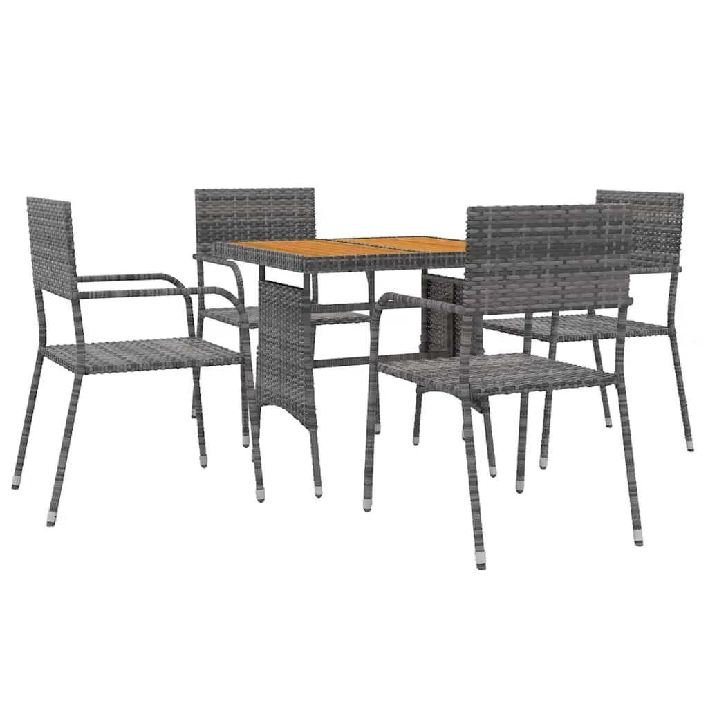 Outdoor Dining Set 5 Piece Patio Garden Furniture Table Chairs Grey