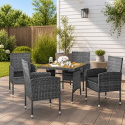 Practical 5 Piece Grey Dining Set for Your Outdoor Space