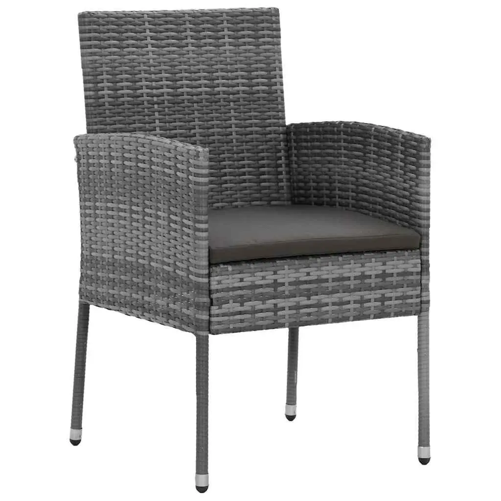 5 Piece Outdoor Dining Set Waterproof PE Rattan Steel Frame Grey Chairs Solid Acacia Wood Table