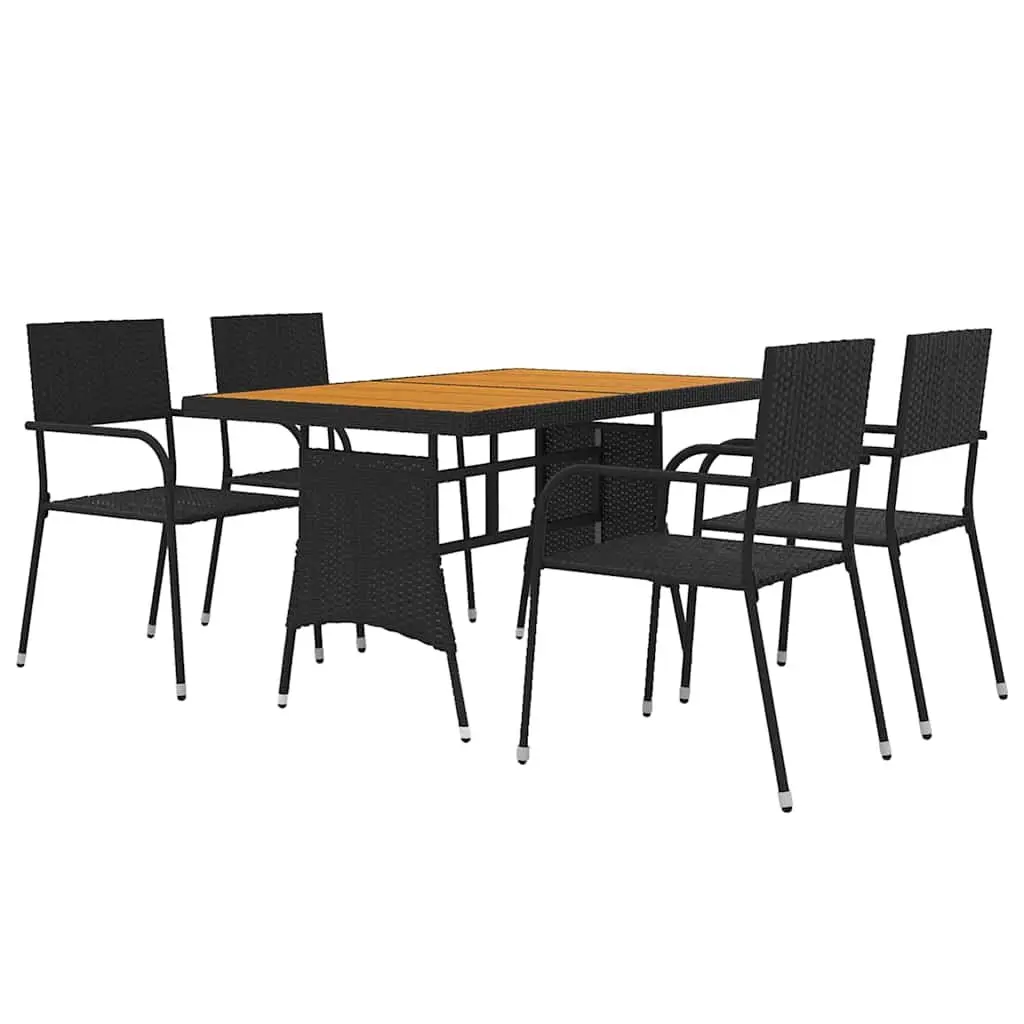 Outdoor Dining Set 5 Piece Patio Garden Furniture Table Chairs Black