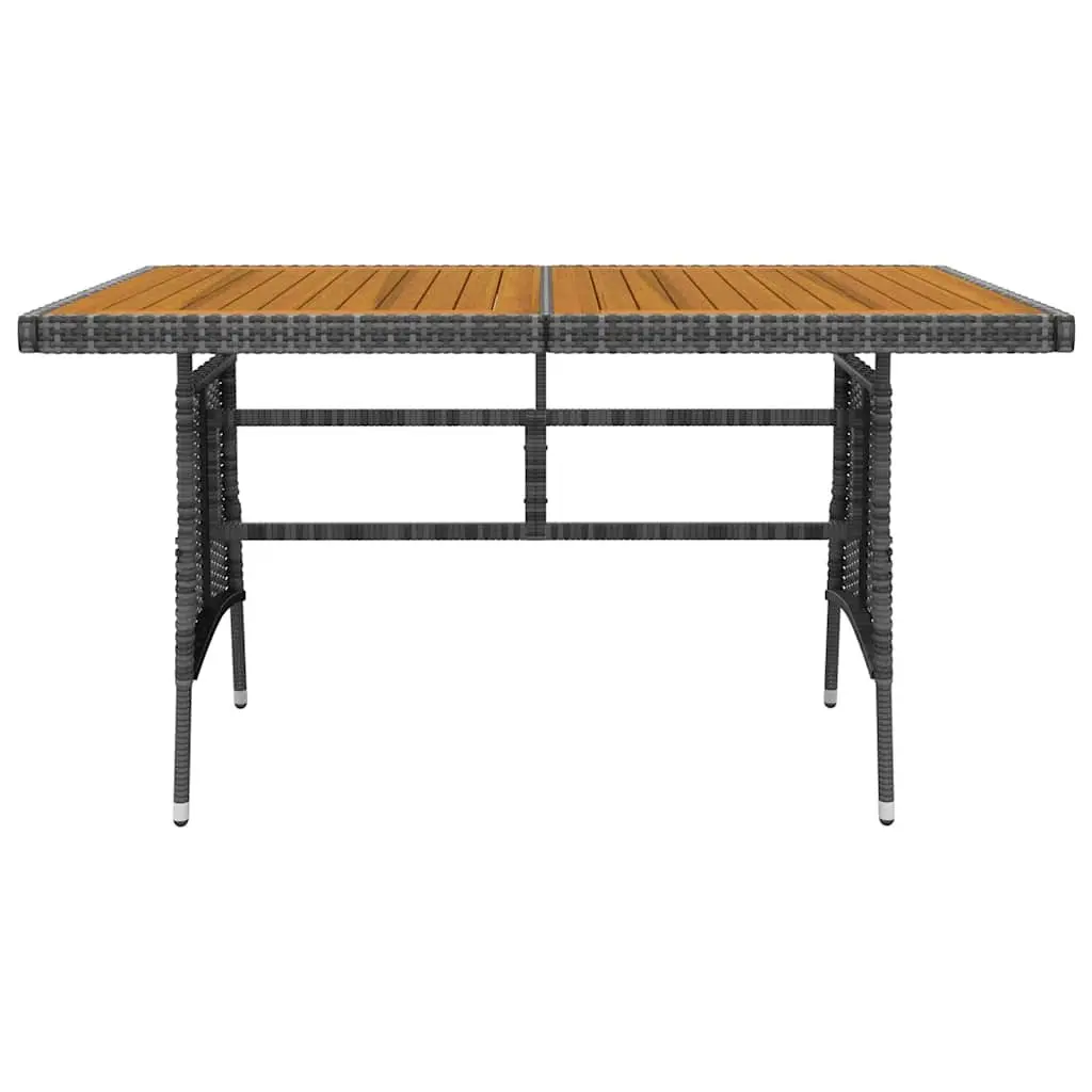 5 Piece Outdoor Dining Set Steel Frame PE Rattan Acacia Wood Table Grey
