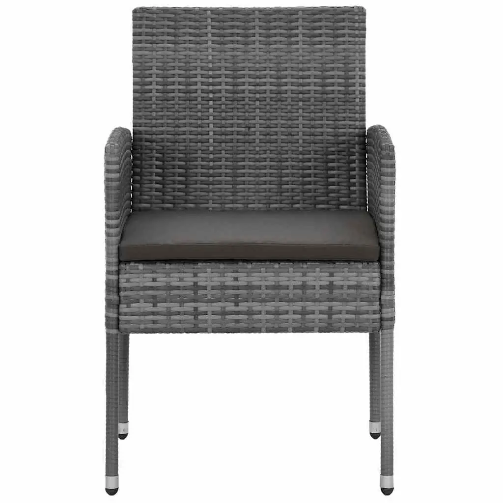 Outdoor Dining Set PE Rattan Steel Frame 5 Piece Table Chairs Grey