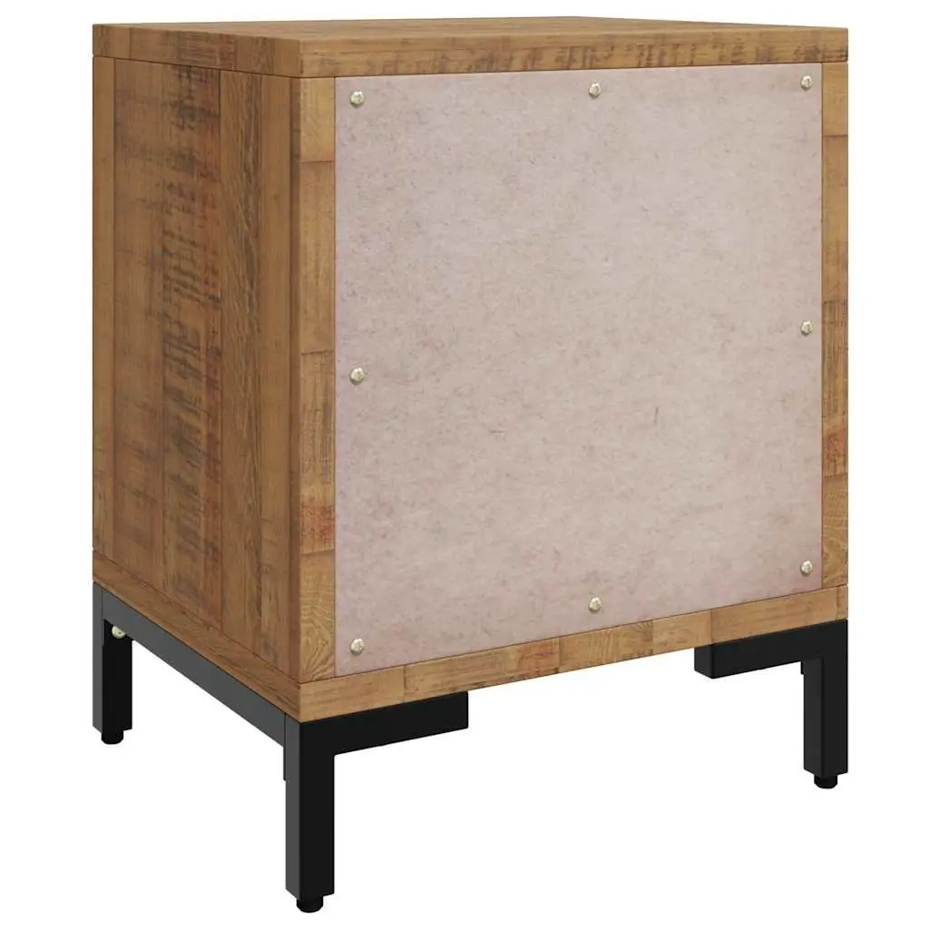 Bedside Cabinet Solid Pinewood 36W x 30D x 45H cm Brown 2 Drawers Rustic