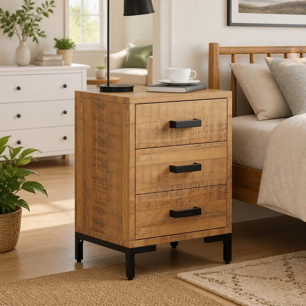 Bedside Cabinet Solid Pine Wood 40x30x55cm Brown 2 Piece
