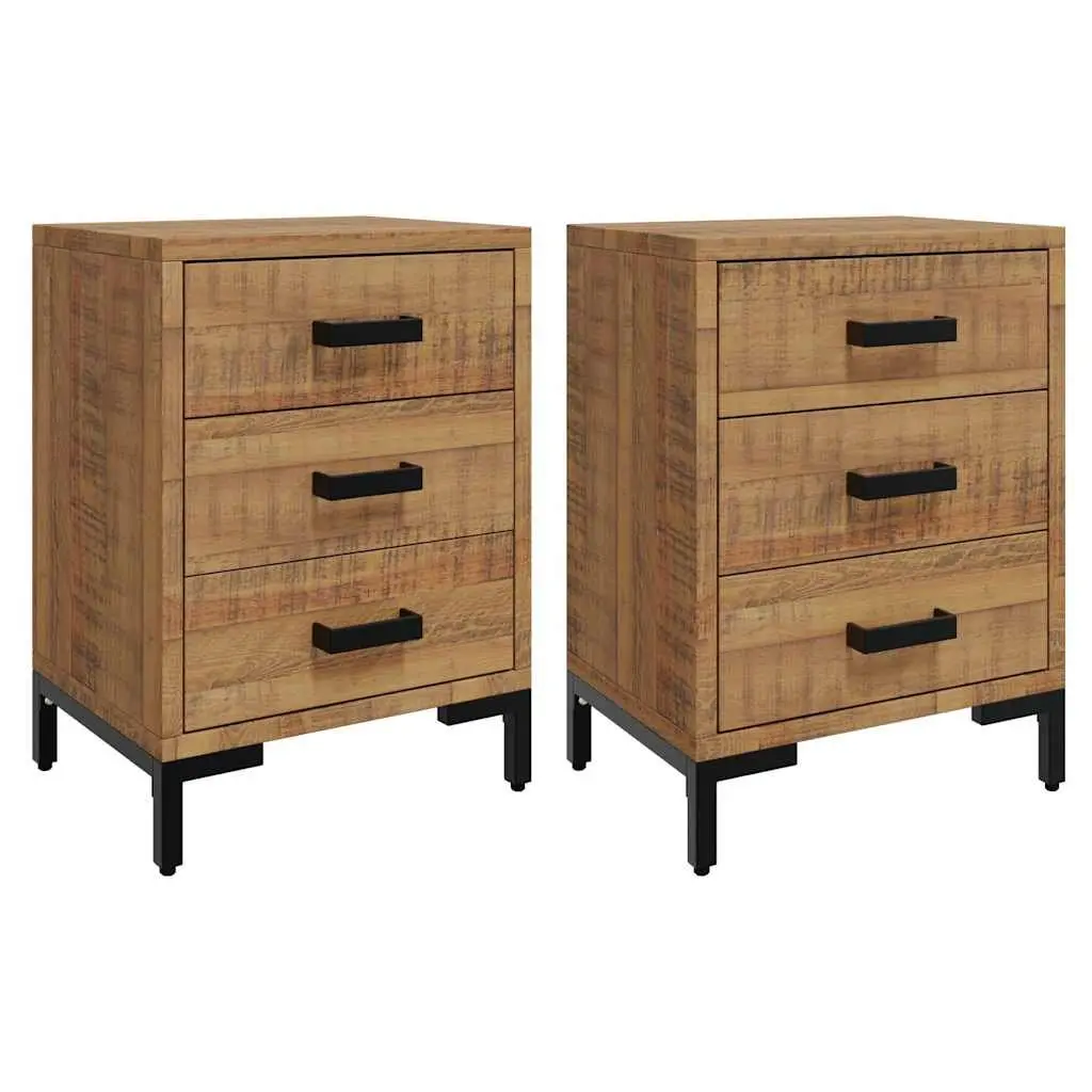 Bedside Cabinet Solid Pine Wood 40x30x55cm Brown 2 Piece