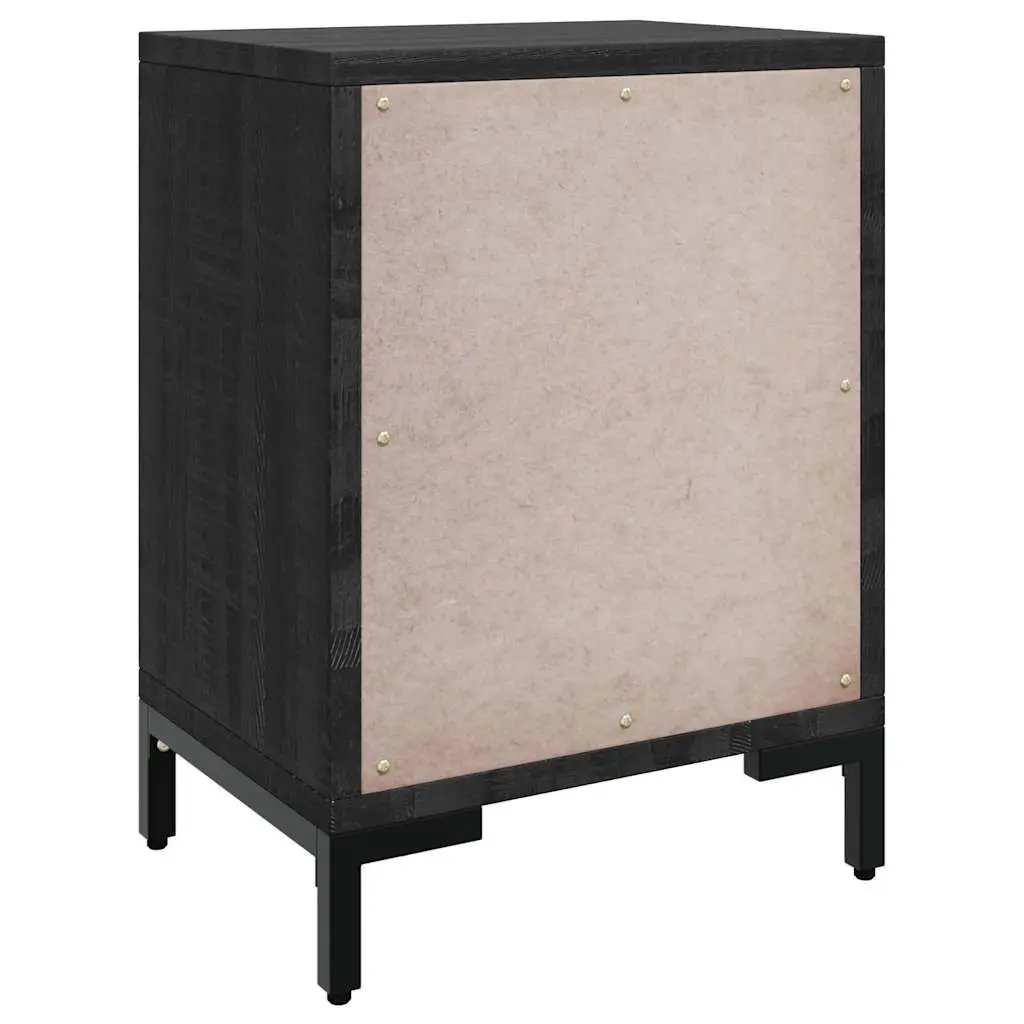 Bedside Cabinet Solid Pinewood Black 40x30x55 cm 2 Piece Bedroom Storage Drawers