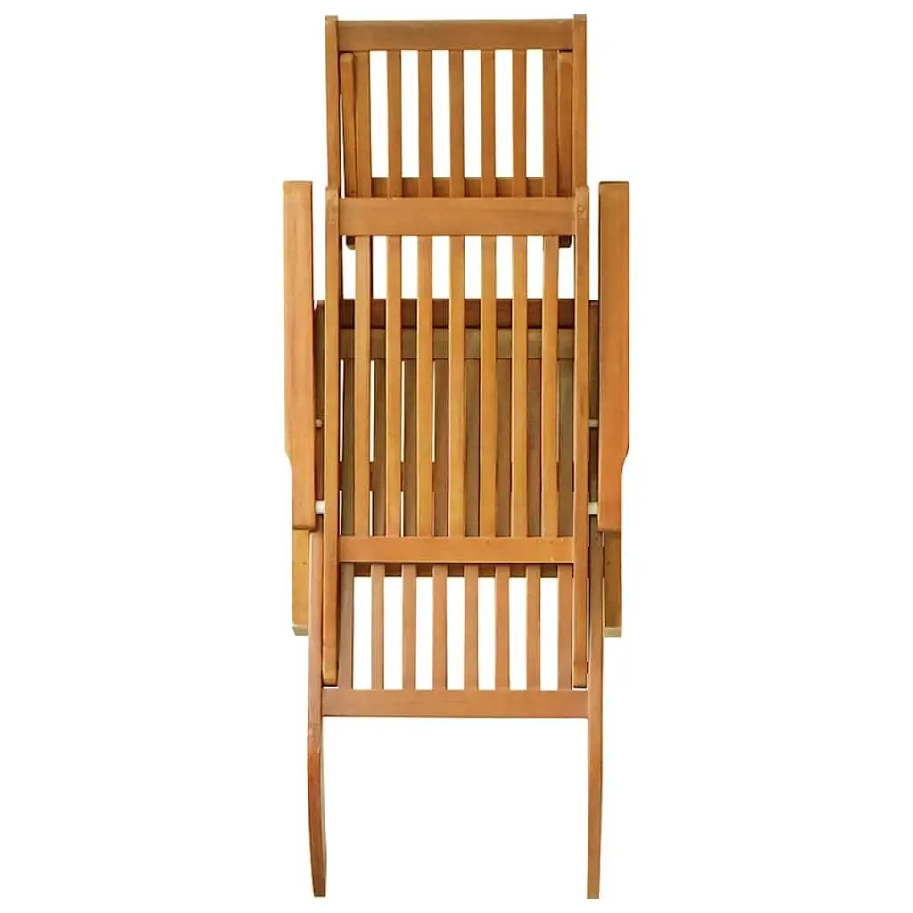 Deck Chair Solid Acacia Wood Adjustable Brown with Footrest and Table