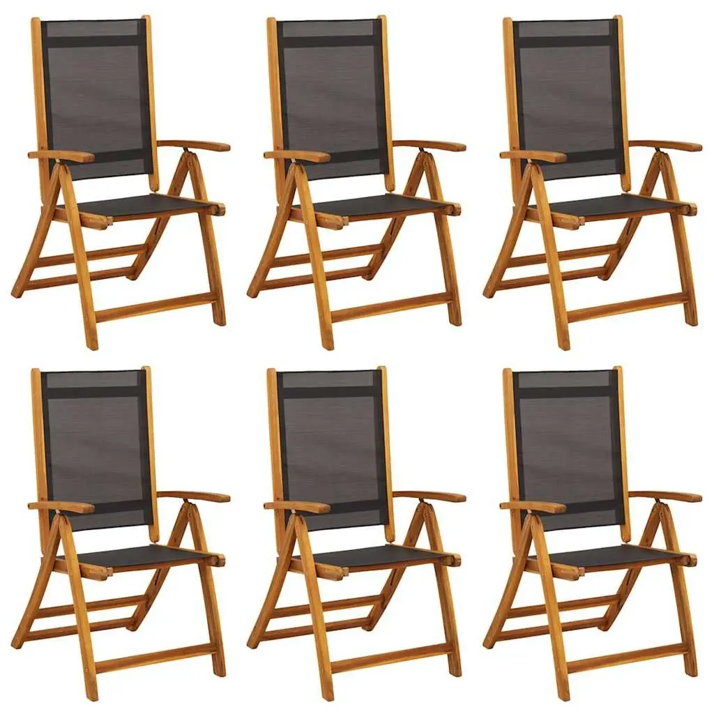 Outdoor Folding Garden Chairs Set 6 pcs Wood Patio Seating Adjustable Backrest
