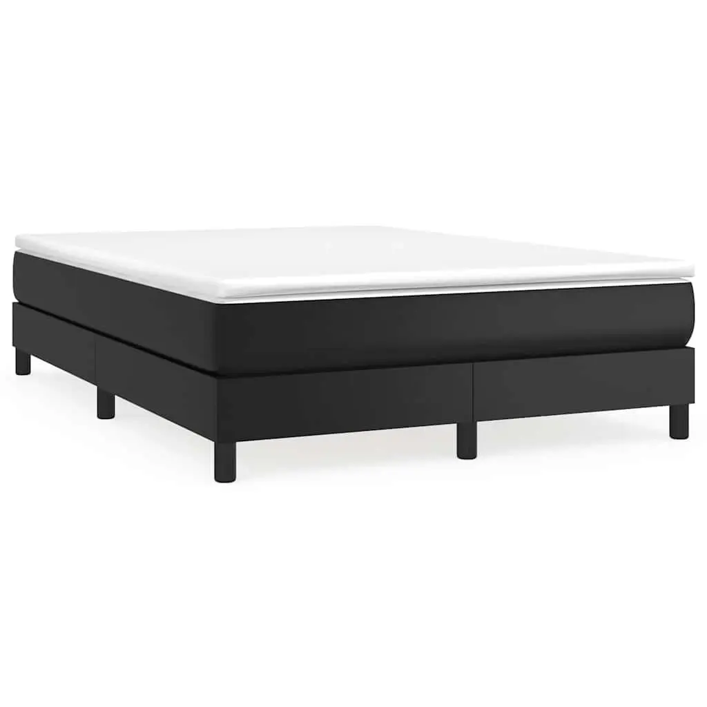 Double Bed Frame Black Faux Leather Sturdy Supportive Plywood Slats