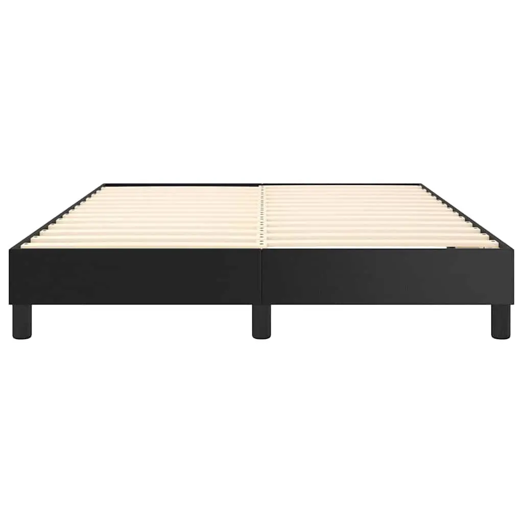 Box Spring Bed Frame Faux Leather Queen Black Plywood