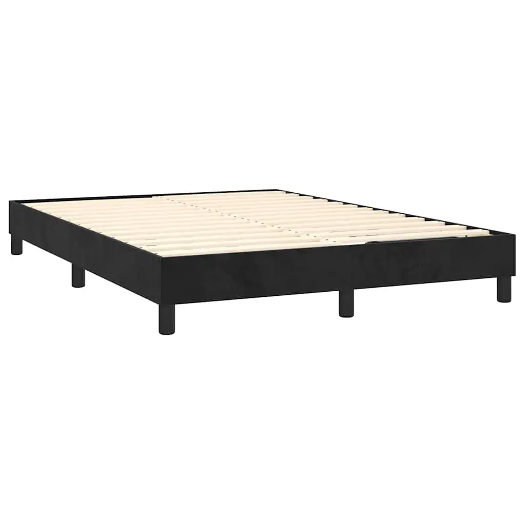 Box Spring Bed Frame Velvet Black Queen Size Upholstered Platform Furniture