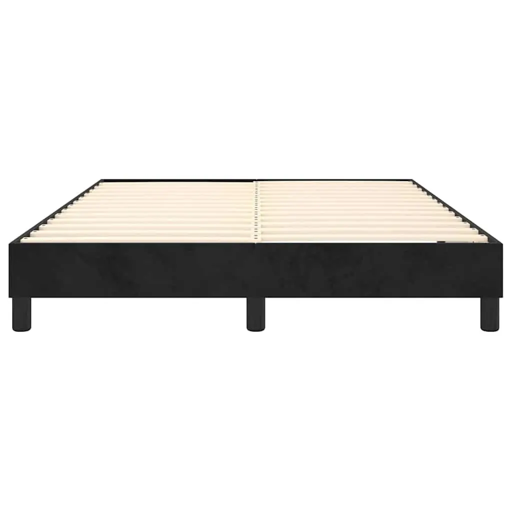 Box Spring Bed Frame Velvet Black Queen Size Upholstered Platform Furniture