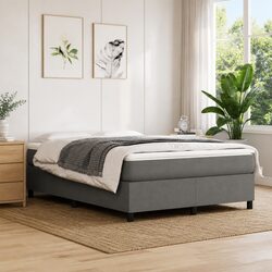 Versatile Grey Fabric Box Spring Bed Frame for Any Room
