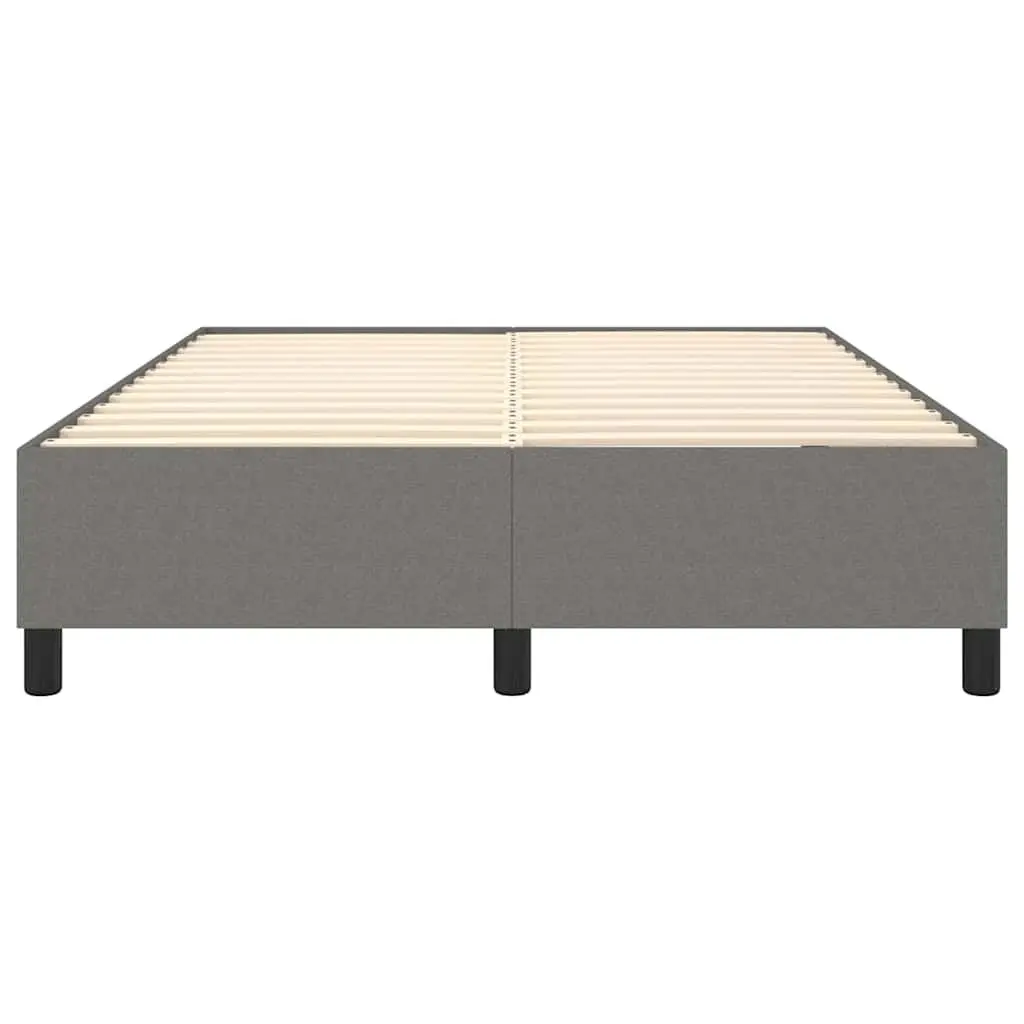 Box Spring Bed Frame Queen Size Grey Fabric Bedroom Furniture with Plywood Slats