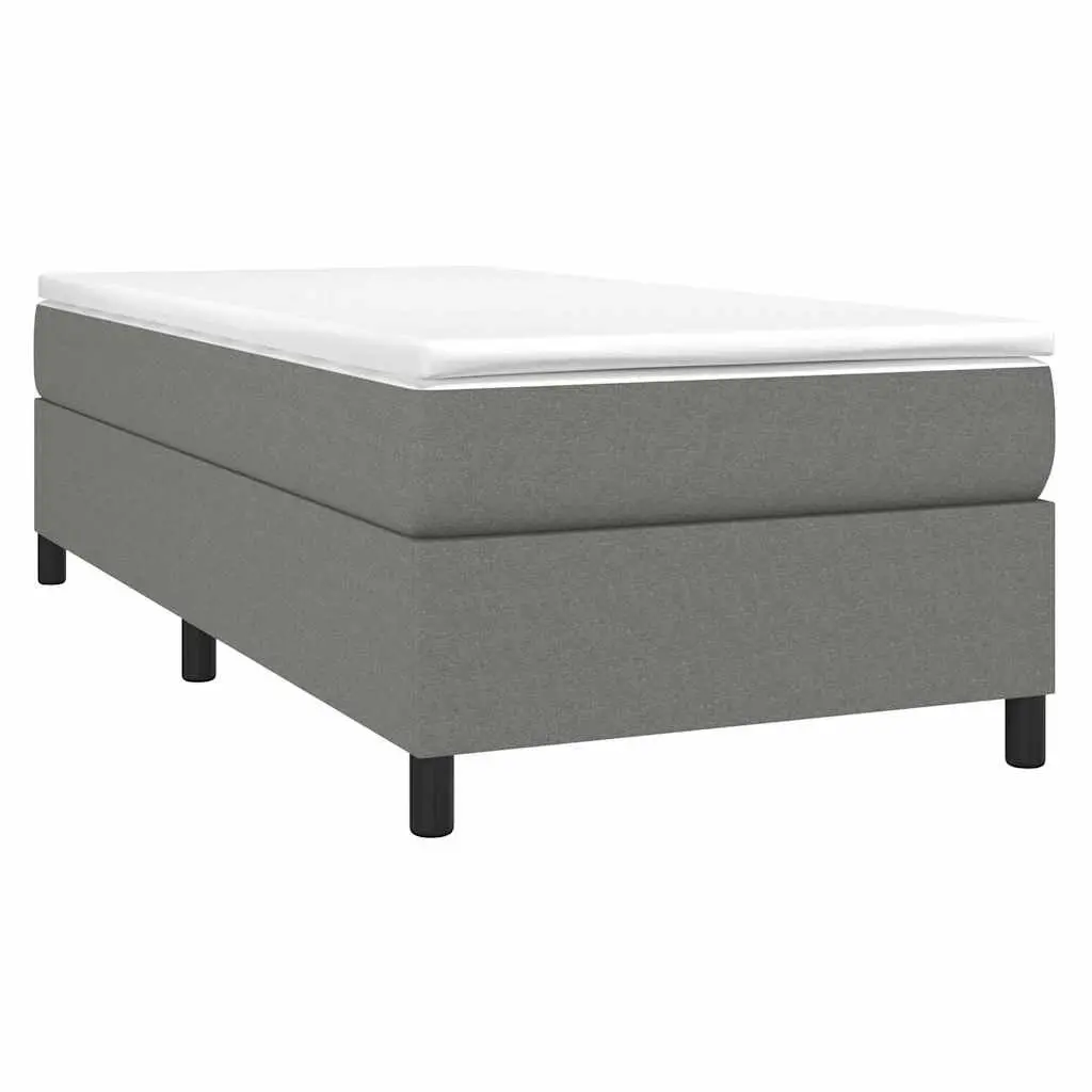 Box Spring Bed Frame Grey Fabric King Single Durable Plywood Supportive Legs