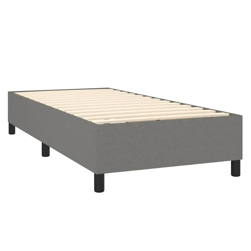 Box Spring Bed Frame Grey Fabric King Single Durable Plywood Supportive Legs