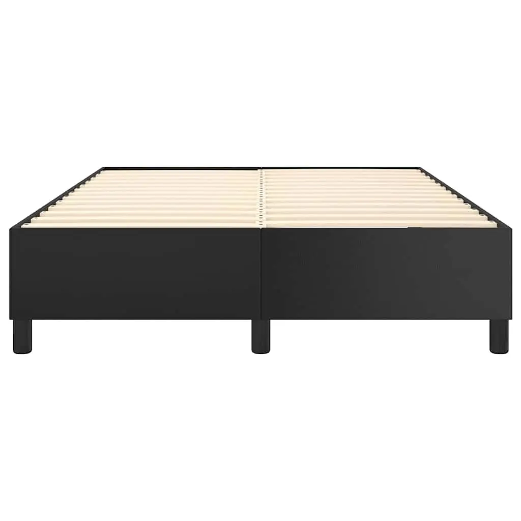 Double Platform Bed Frame Black Faux Leather with Supportive Plywood Slats