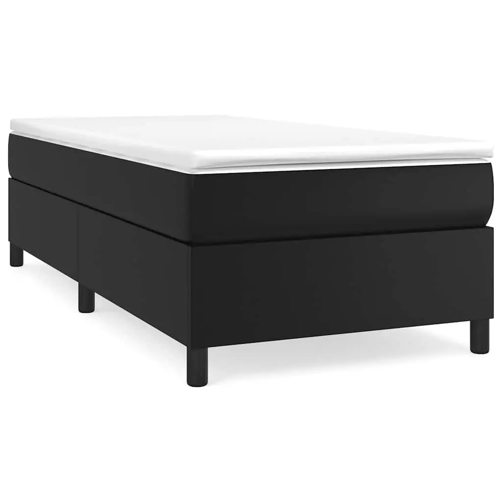 Box Spring Bed Frame King Single Black Faux Leather Bedroom Furniture