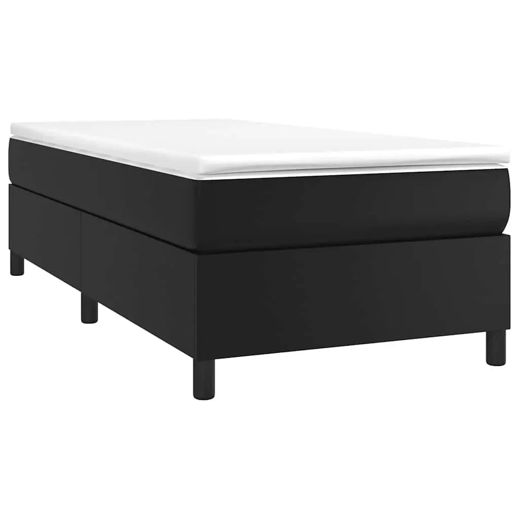 Box Spring Bed Frame King Single Black Faux Leather Bedroom Furniture