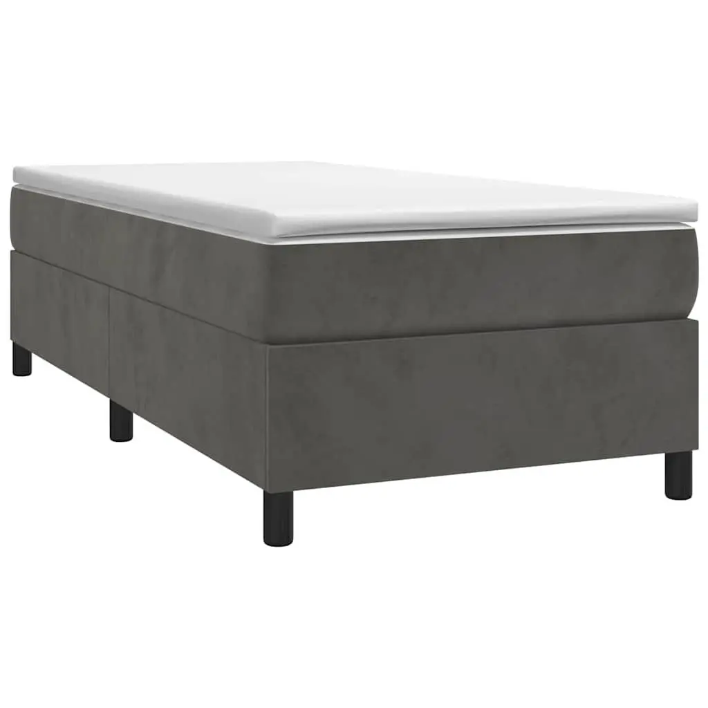 King Single Box Spring Bed Frame in Grey Velvet