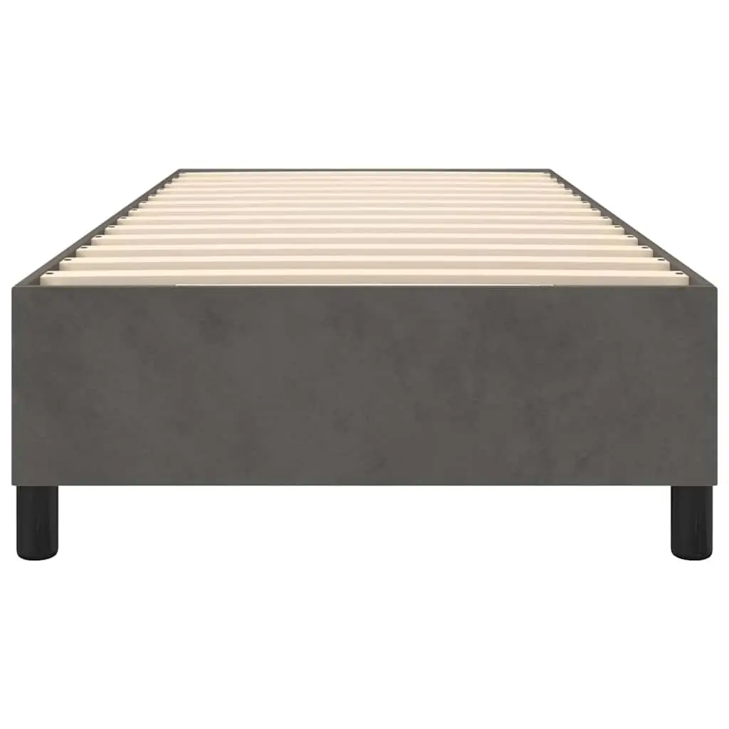 King Single Box Spring Bed Frame in Grey Velvet