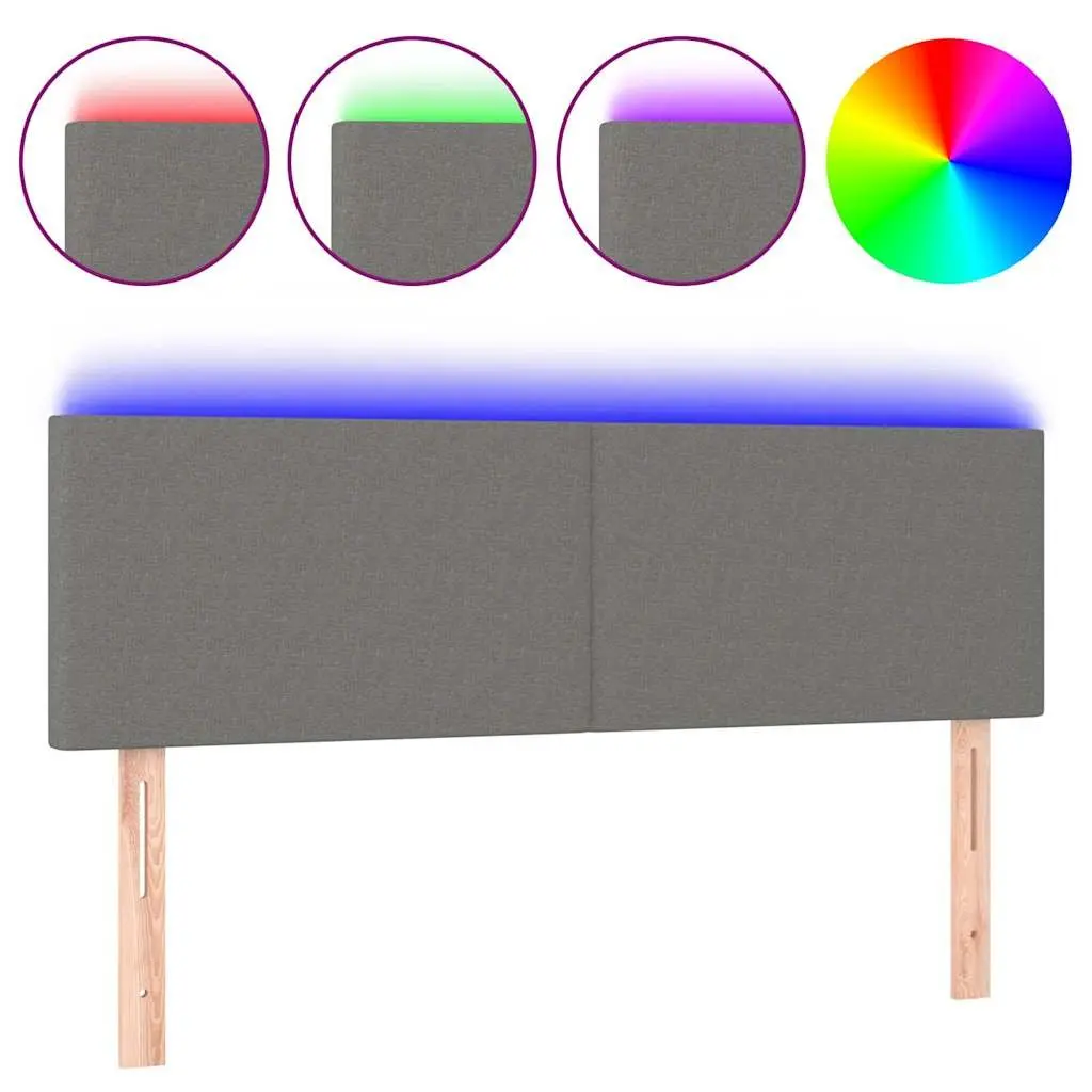 LED Headboard Dark Grey Fabric Adjustable Height 144cm Bed Backrest