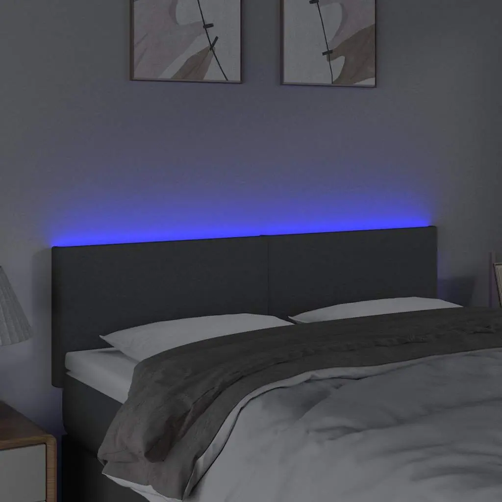 LED Headboard Dark Grey Fabric Adjustable Height 144cm Bed Backrest