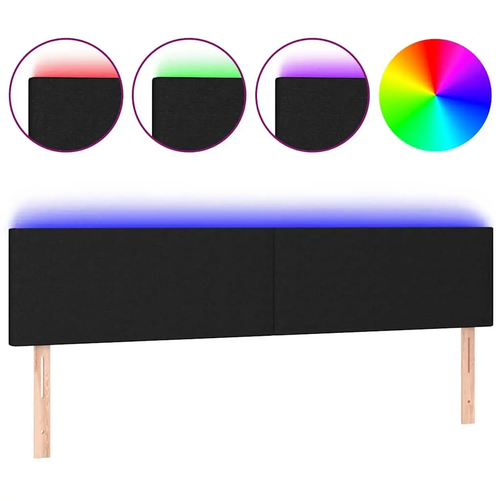 LED Headboard Fabric 160 cm Black Adjustable Height Back Support Modern
