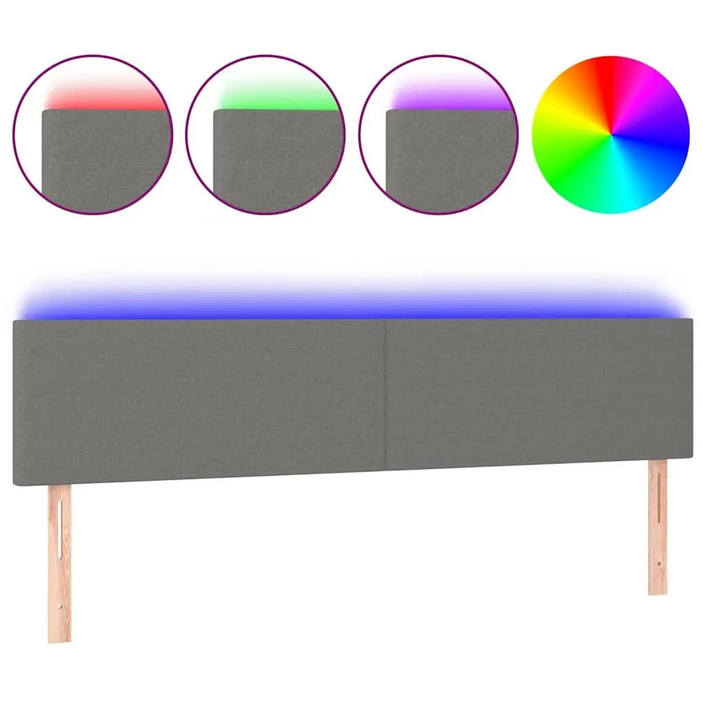 200cm Fabric Adjustable Height LED Headboard Dark Grey Wall Mount Bedroom