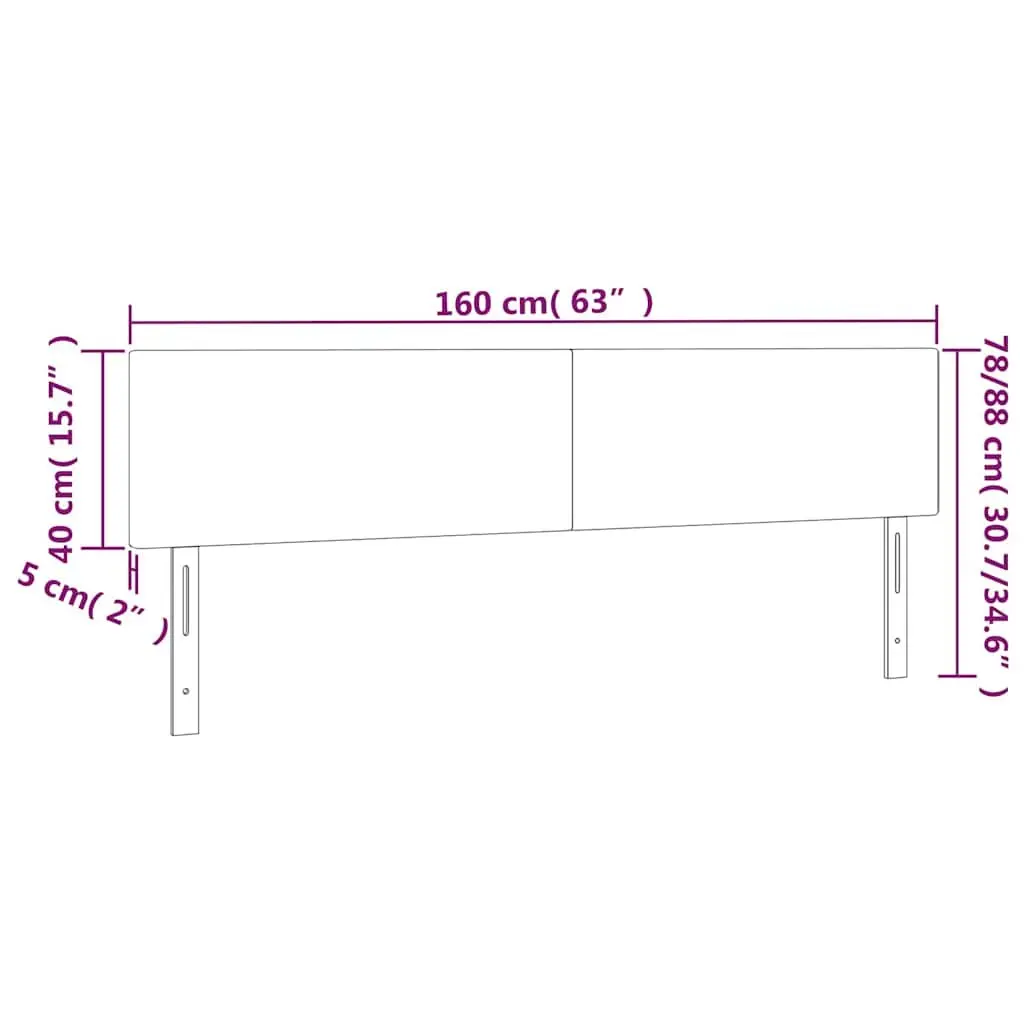 LED Headboard Velvet 160 cm Dark Grey Adjustable Height with Colourful Lighting