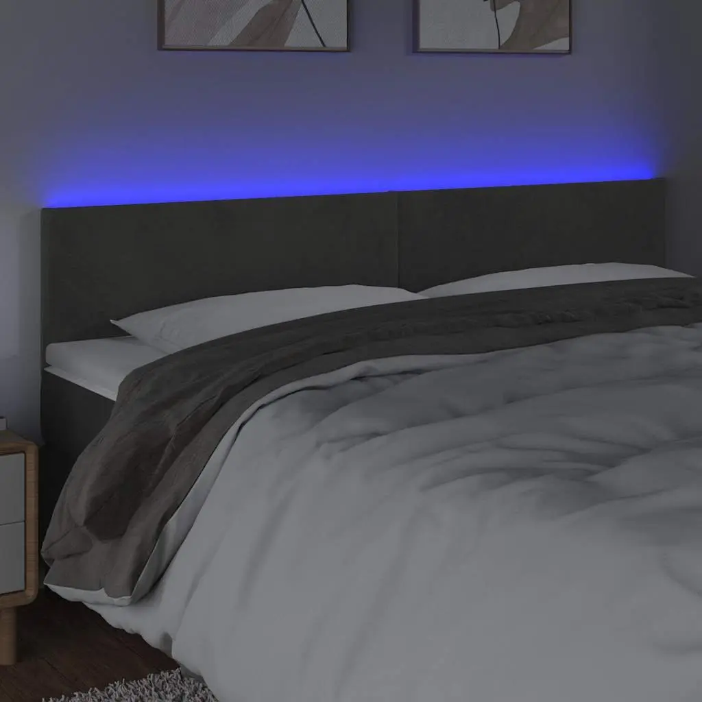 LED Headboard 200 cm Grey Velvet Bed Backrest Modern Bedroom Furniture